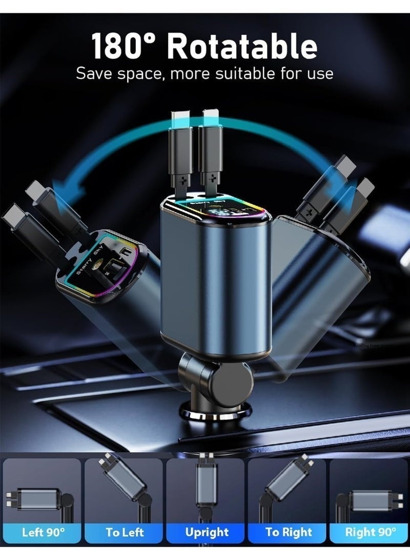 تشانجلي شاحن سيارة مع Starlight، محول شاحن سيارة سريع USB C 120 واط، شاحن سيارة قابل للسحب 4 في 1 مع منفذي USB شواحن هواتف سيارة لأجهزة iPhone 16/15/14/13/12/11 ولأجهزة Android - Image 5